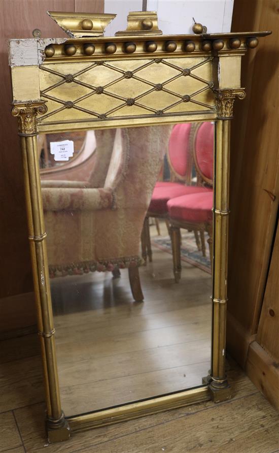 A Regency style gilt gesso pier glass, W.2ft H.3ft 3in.